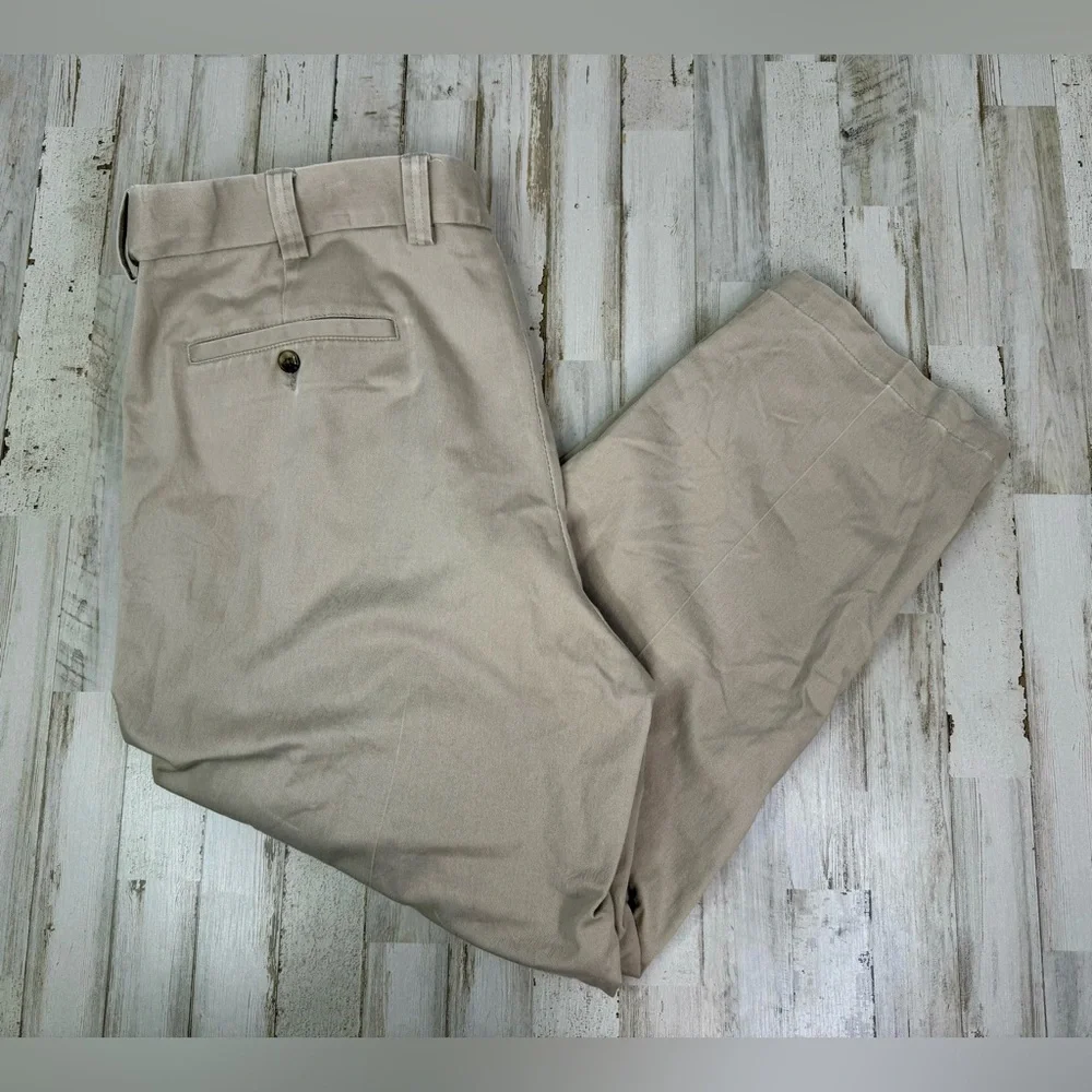 Oak Hill Dress Pants Mens 44x28 Tan Khaki Pleated Chinos Trousers Casual Work